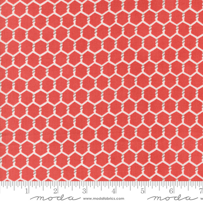 Willow's Farm Barn Red Chickenwire Yardage by Deb Strain for Moda Fabrics
