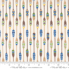 On Lake Time Cloud White Patterned Paddles Yardage by Deb Strain for Moda Fabrics