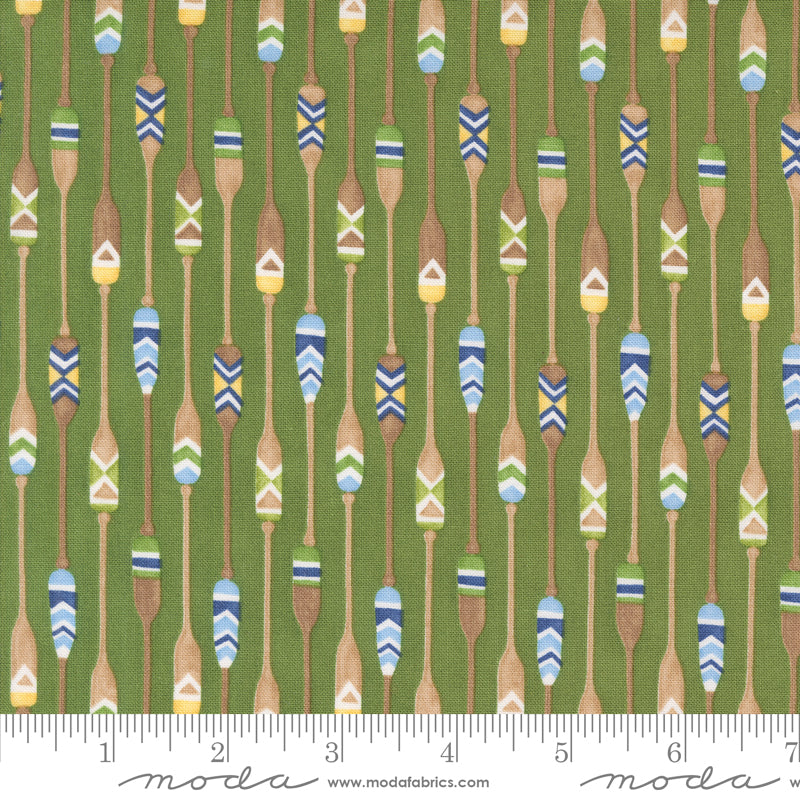 On Lake Time Evergreen Patterned Paddles Yardage by Deb Strain for Moda Fabrics