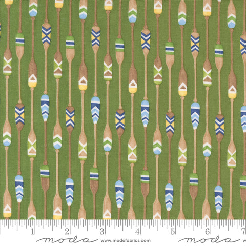 On Lake Time Evergreen Patterned Paddles Yardage by Deb Strain for Moda Fabrics