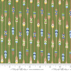 On Lake Time Evergreen Patterned Paddles Yardage by Deb Strain for Moda Fabrics