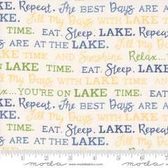 On Lake Time Cloud White Lake Words Yardage by Deb Strain for Moda Fabrics