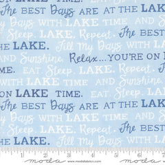 On Lake Time Sky Blue Lake Words Yardage by Deb Strain for Moda Fabrics