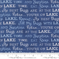 On Lake Time Deep Water Lake Words Yardage by Deb Strain for Moda Fabrics