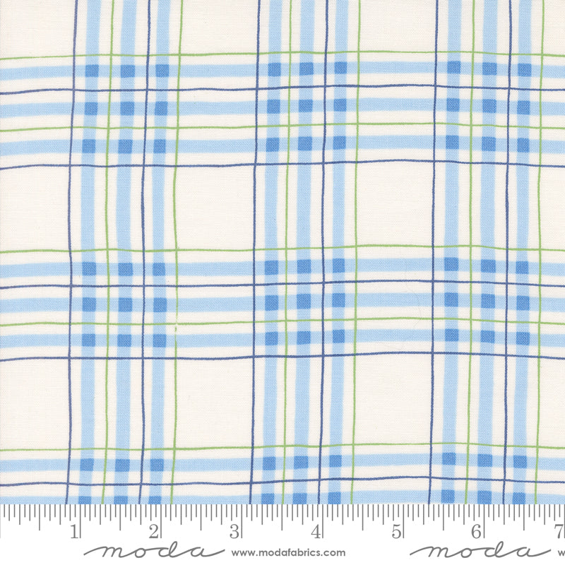 On Lake Time Cloud White Lakehouse Plaid Yardage by Deb Strain for Moda Fabrics