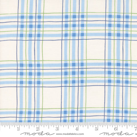 On Lake Time Cloud White Lakehouse Plaid Yardage by Deb Strain for Moda Fabrics