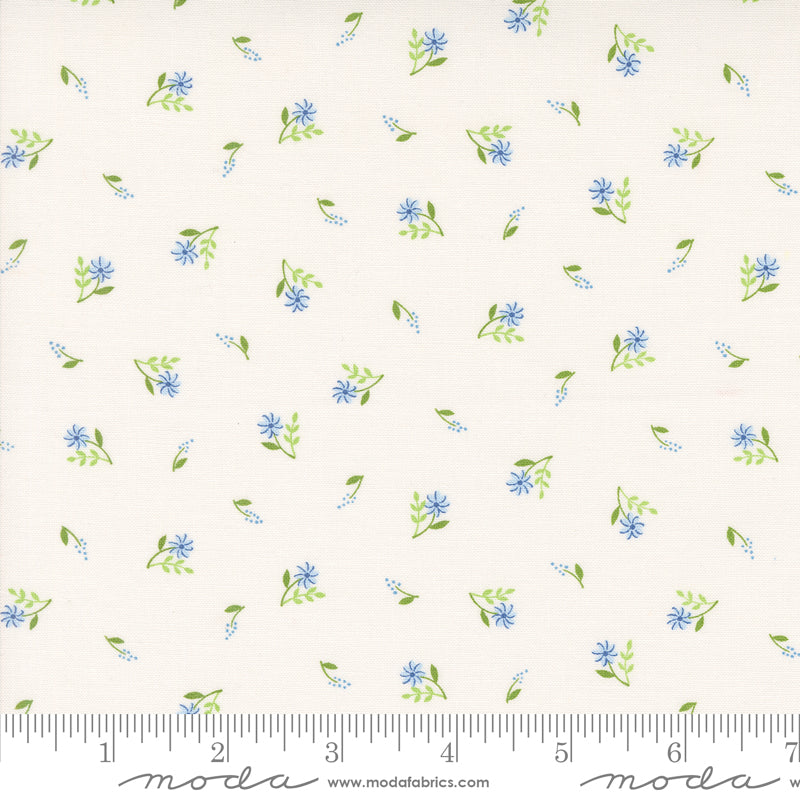 On Lake Time Cloud White Flowers on Shore Yardage by Deb Strain for Moda Fabrics
