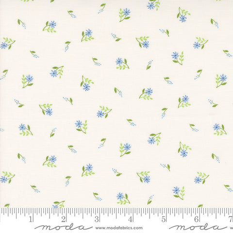 On Lake Time Cloud White Flowers on Shore Yardage by Deb Strain for Moda Fabrics