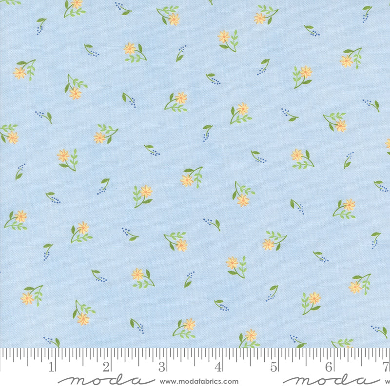 On Lake Time Sky Blue Flowers on Shore Yardage by Deb Strain for Moda Fabrics