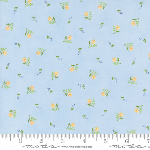 On Lake Time Sky Blue Flowers on Shore Yardage by Deb Strain for Moda Fabrics