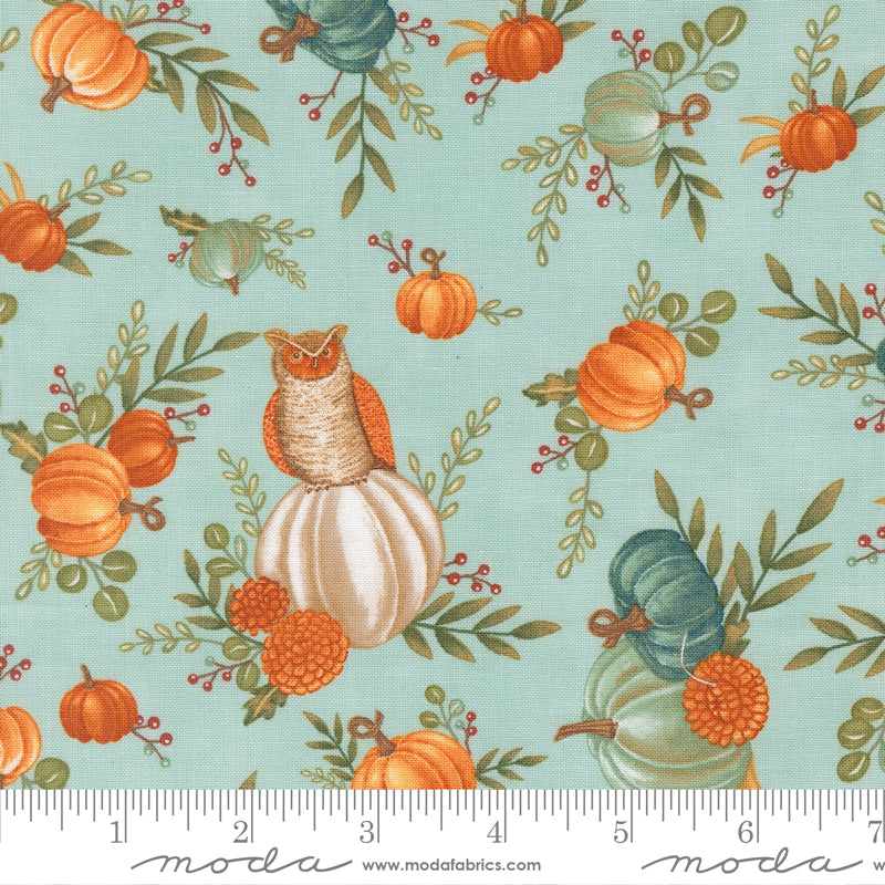 I Love Fall Most Of All Dark Aqua Fall All Over Yardage by Deb Strain for Moda Fabrics