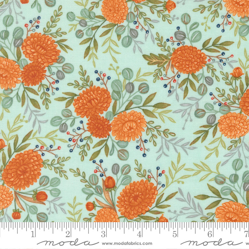 I Love Fall Most Of All Aqua Fall Floral Yardage by Deb Strain for Moda Fabrics