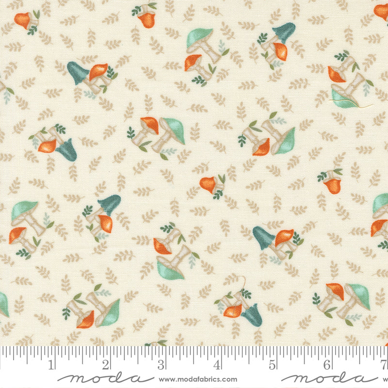 I Love Fall Most Of All Warm White Mushrooms All Over Yardage by Deb Strain for Moda Fabrics