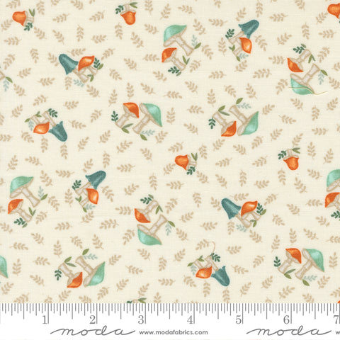 I Love Fall Most Of All Warm White Mushrooms All Over Yardage by Deb Strain for Moda Fabrics