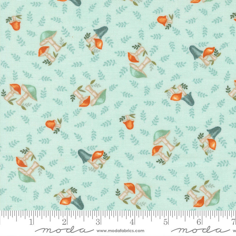 I Love Fall Most Of All Aqua Mushrooms All Over Yardage by Deb Strain for Moda Fabrics