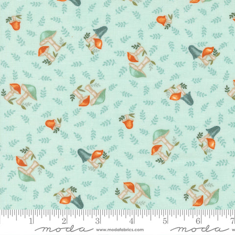 I Love Fall Most Of All Aqua Mushrooms All Over Yardage by Deb Strain for Moda Fabrics