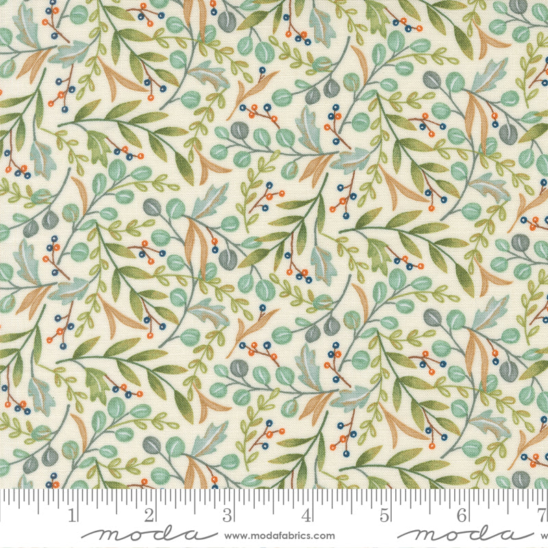 I Love Fall Most Of All Warm White Fall Foliage Yardage by Deb Strain for Moda Fabrics