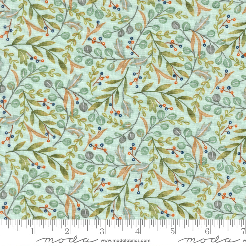 I Love Fall Most Of All Aqua Fall Foliage Yardage by Deb Strain for Moda Fabrics