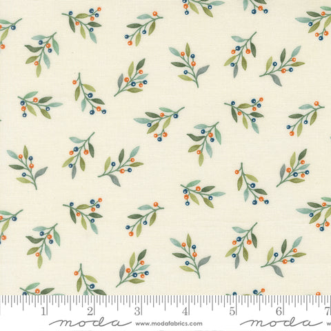 I Love Fall Most Of All Warm White Fall Leaves & Berries Yardage by Deb Strain for Moda Fabrics