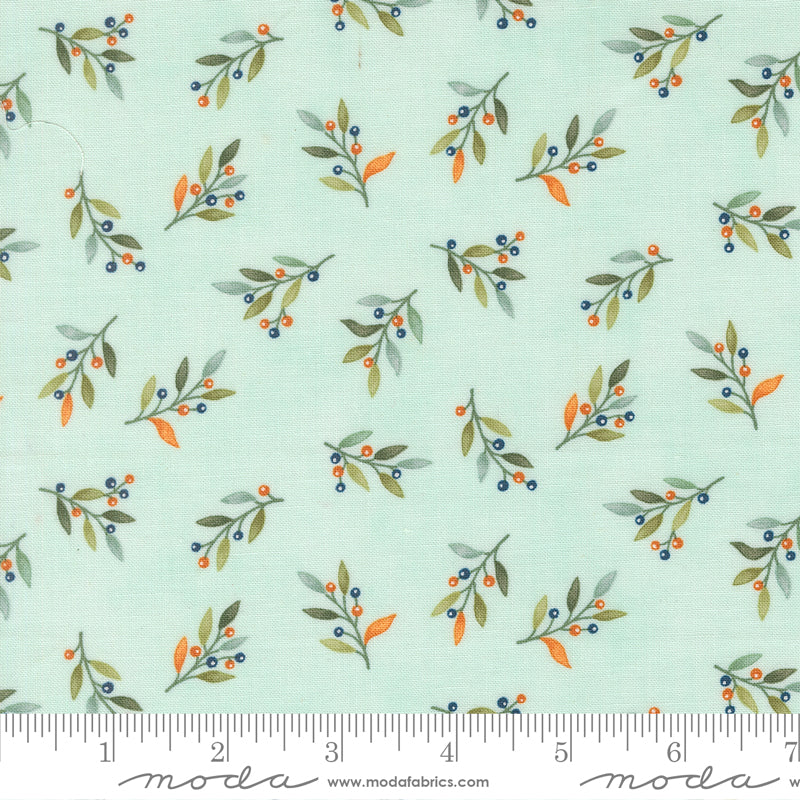 I Love Fall Most Of All Aqua Fall Leaves & Berries Yardage by Deb Strain for Moda Fabrics