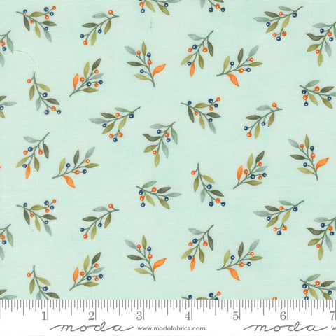 I Love Fall Most Of All Aqua Fall Leaves & Berries Yardage by Deb Strain for Moda Fabrics