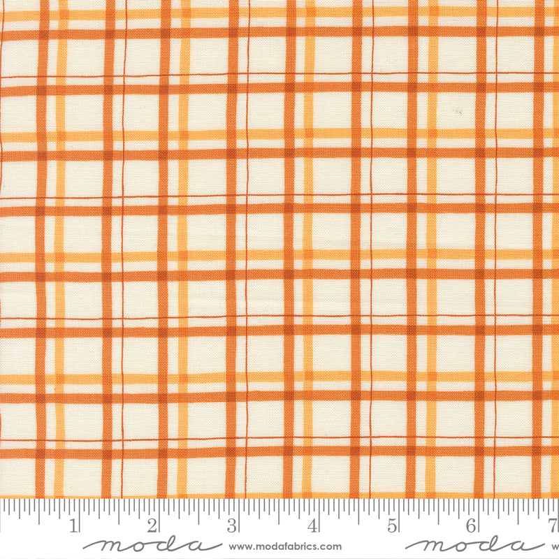 I Love Fall Most Of All Light Pumpkin Fall Plaid Yardage by Deb Strain for Moda Fabrics