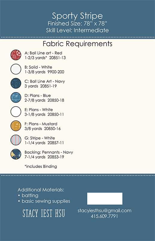 Sporty Stripe Quilt Pattern by Stacy Iest Hsu