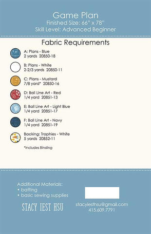 Game Plan Quilt Pattern by Stacy Iest Hsu