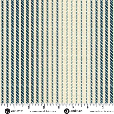 Cozy House Midnight Pillow Ticking Yardage by Judy Jarvi for Andover Fabrics