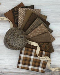Collection of 10 chocolatey brown fat quarters