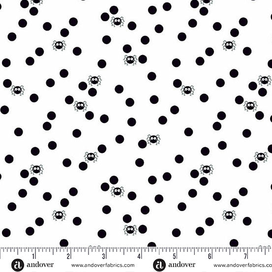Ghostly Garden White Spin and Spot Yardage by KP Creates for Andover Fabrics