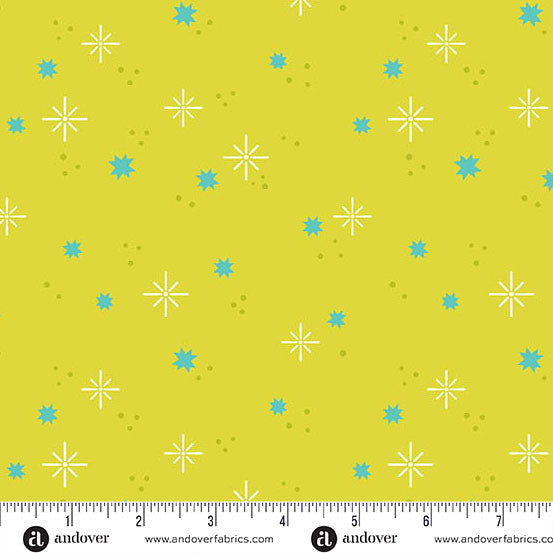 Ghostly Garden Green Stardust Yardage by KP Creates for Andover Fabrics