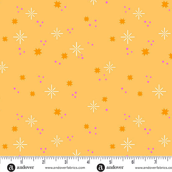 Ghostly Garden Orange Stardust Yardage by KP Creates for Andover Fabrics