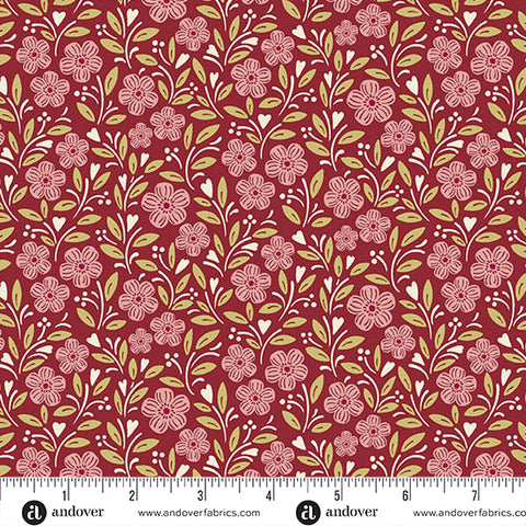 A Woodsy Cottage Amaranth Cottage Garden Yardage by Judy Jarvi for Andover Fabrics