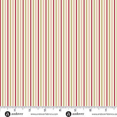 A Woodsy Cottage Warm White Woodsy Cottage Stripe Yardage by Judy Jarvi for Andover Fabrics