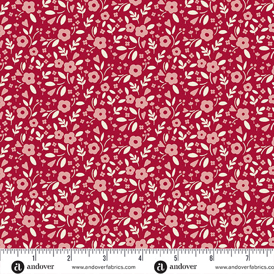 A Woodsy Cottage Amaranth Little Darling Yardage by Judy Jarvi for Andover Fabrics