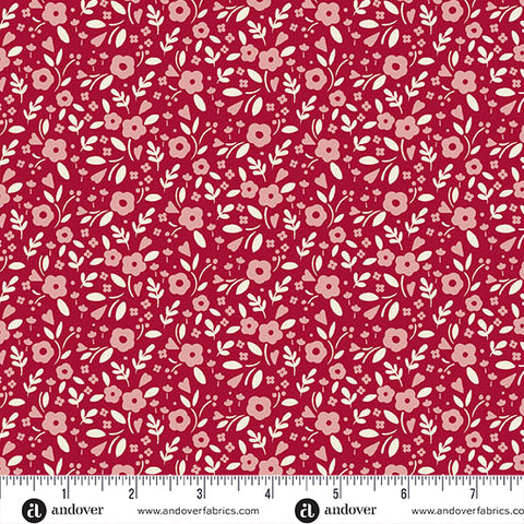 A Woodsy Cottage Amaranth Little Darling Yardage by Judy Jarvi for Andover Fabrics