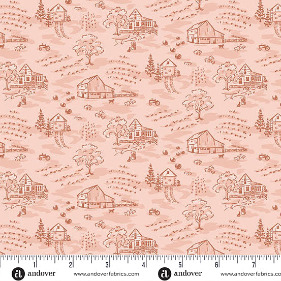 Heartland Peachy Little Toile Yardage by Judy Jarvi for Andover Fabrics