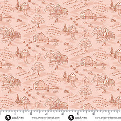 Heartland Peachy Little Toile Yardage by Judy Jarvi for Andover Fabrics