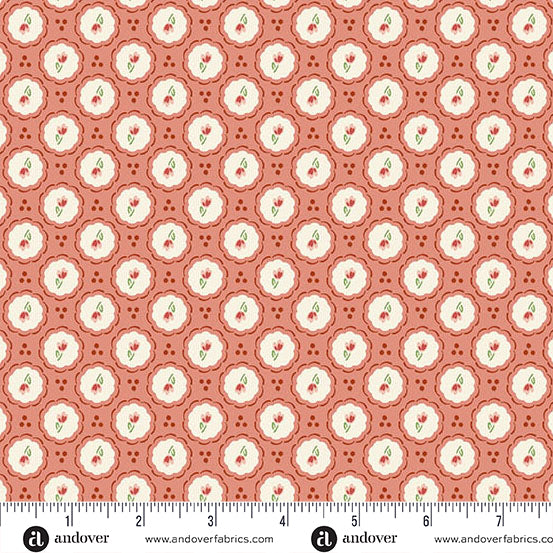 Heartland Clay Little Blossom Yardage by Judy Jarvi for Andover Fabrics