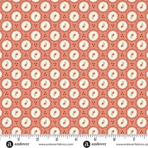 Heartland Clay Little Blossom Yardage by Judy Jarvi for Andover Fabrics