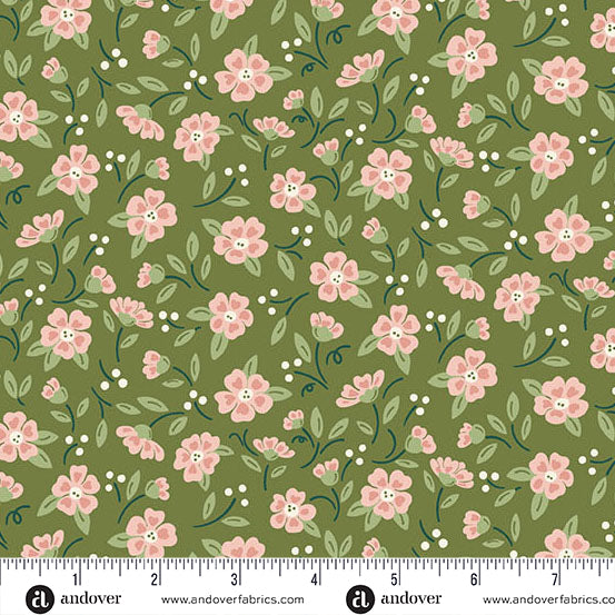 Heartland Evergreen In Bloom Yardage by Judy Jarvi for Andover Fabrics