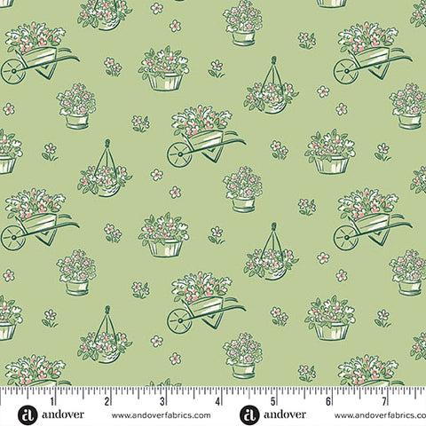 Heartland Cucumber Dianne's Flowers Yardage by Judy Jarvi for Andover Fabrics