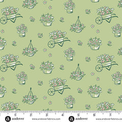 Heartland Cucumber Dianne's Flowers Yardage by Judy Jarvi for Andover Fabrics