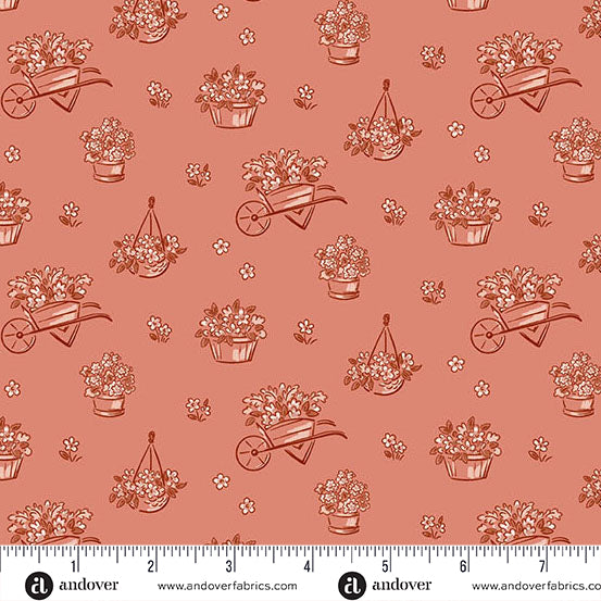Heartland Clay Dianne's Flowers Yardage by Judy Jarvi for Andover Fabrics