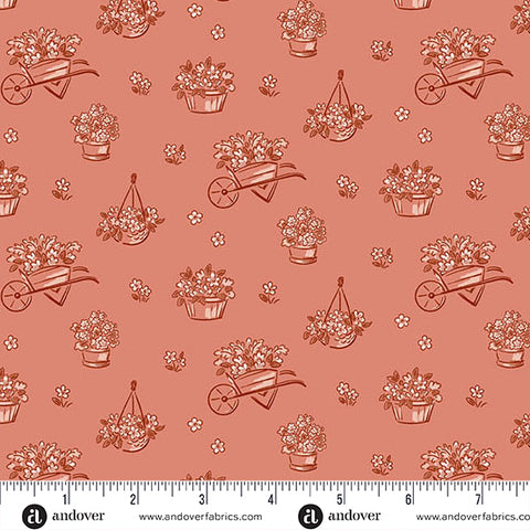 Heartland Clay Dianne's Flowers Yardage by Judy Jarvi for Andover Fabrics