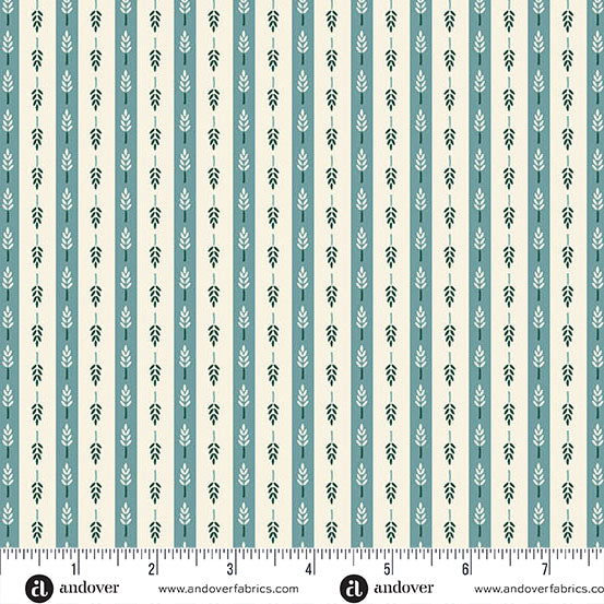Heartland Bluebird Harvest Stripe Yardage by Judy Jarvi for Andover Fabrics