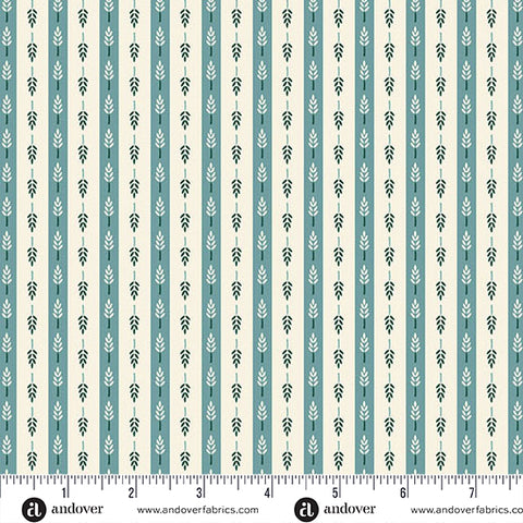 Heartland Bluebird Harvest Stripe Yardage by Judy Jarvi for Andover Fabrics