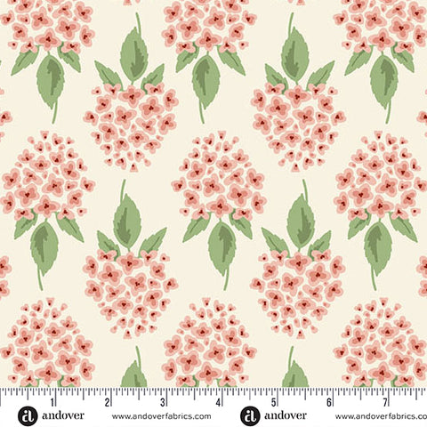 Heartland Azalea Hydrangea Yardage by Judy Jarvi for Andover Fabrics
