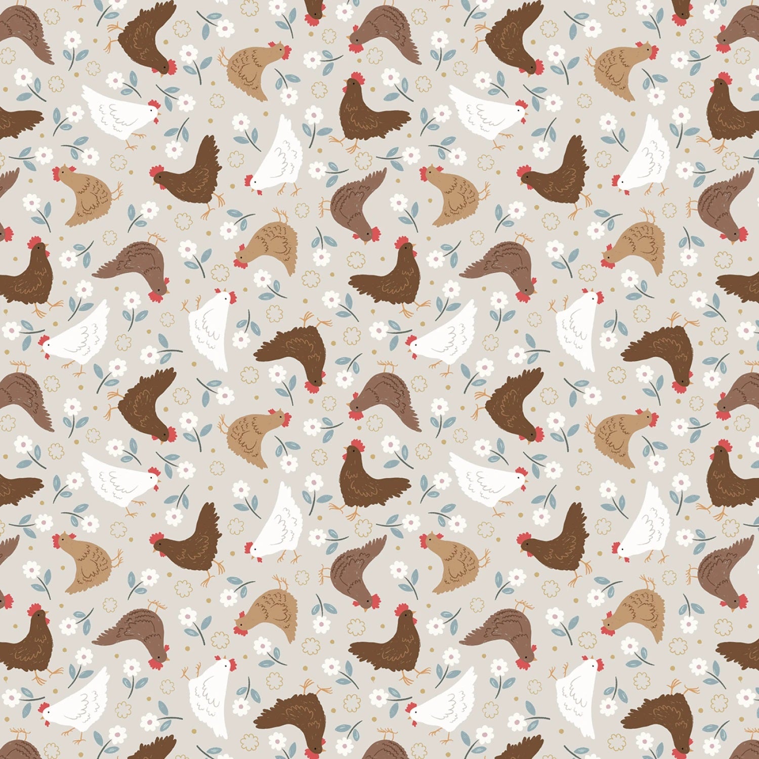 Country Croft Grey Hens Yardage by Lewis & Irene Fabrics